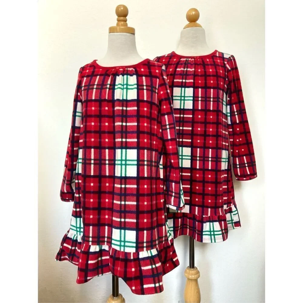 GYMBORee Girls 5/6 Christmas Plaid Flannel Nightgown BUY 2 GET 1 FREE